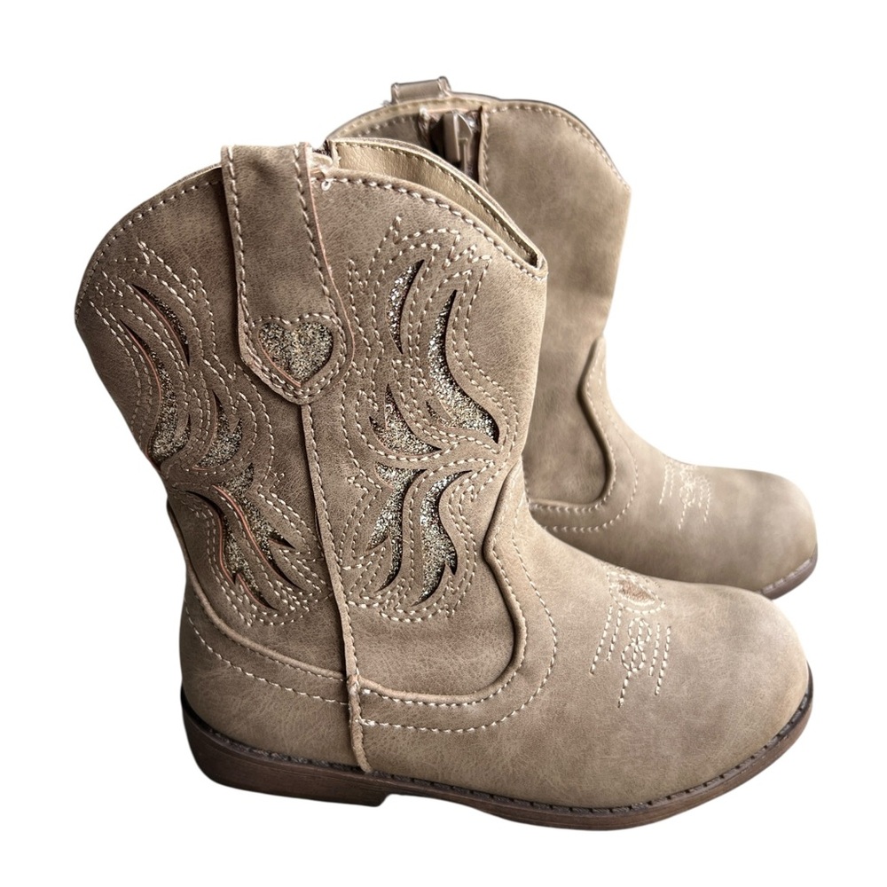 Jellypop Kids' Lil‎ Gladden Western Boots Tan Glitter Girls Size 7M